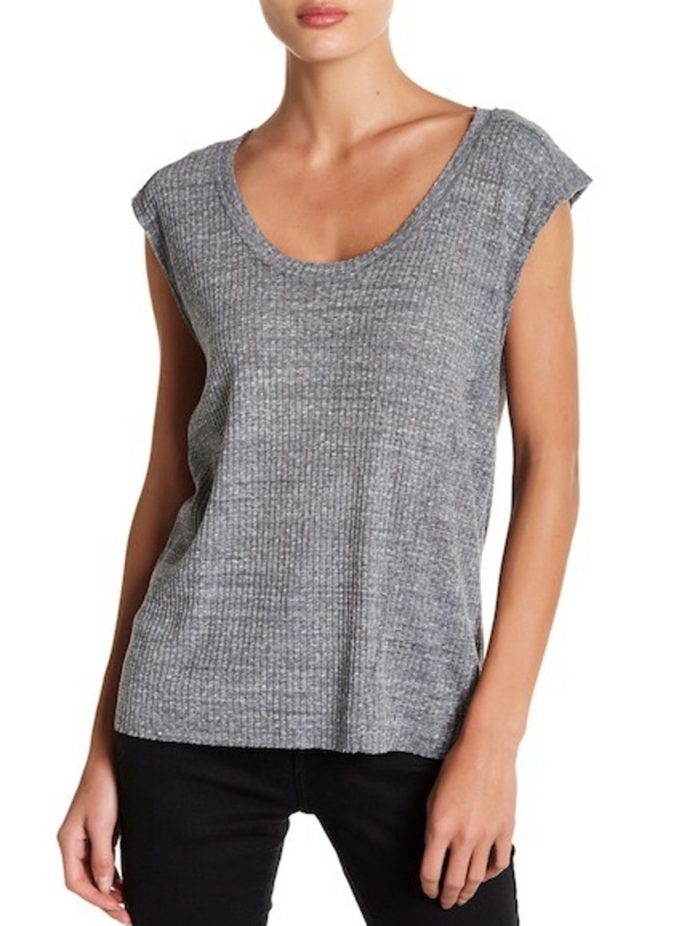 IRO Dici Ribbed Cap Sleeve Knit Tank Gray Size XS
